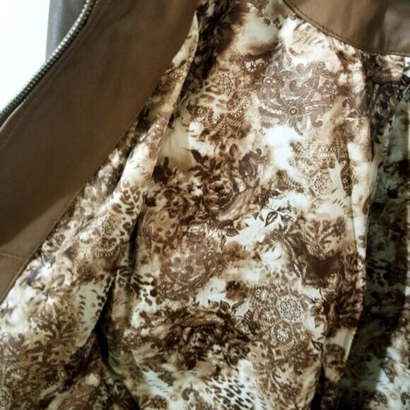 Guess Genuine Leather Moto Cropped Style Jacket – Warm Brown - Sz XL - Picture 13 of 15